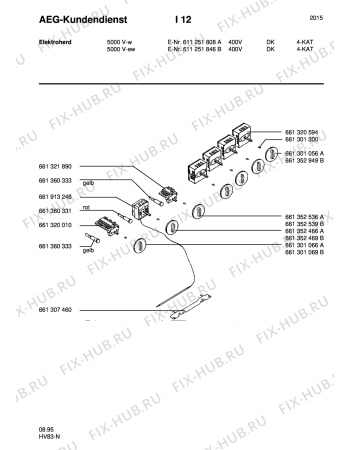 Взрыв-схема плиты (духовки) Aeg 5000V-W DK - Схема узла Section6